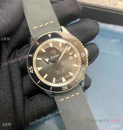 Copy Rado Captain Cook Automatic Watch Black Leather Strap